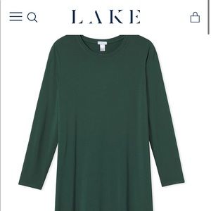 Lake Pajamas Bamboo Long Sleeve Lounge Dress in Forest Size Small